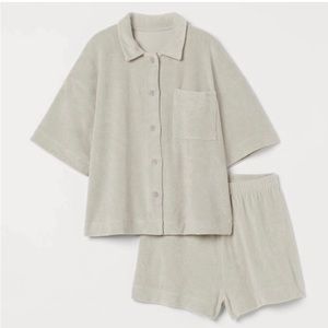 Mint Green Terry Cloth Shorts Set